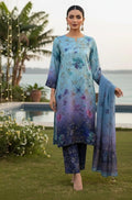 Women's 3-Piece Silk Floral Suit Blue Indigo Summer Wear