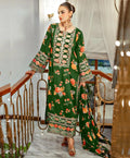 Green 3 Pcs Silky Printed Suit for Women Summer Collection