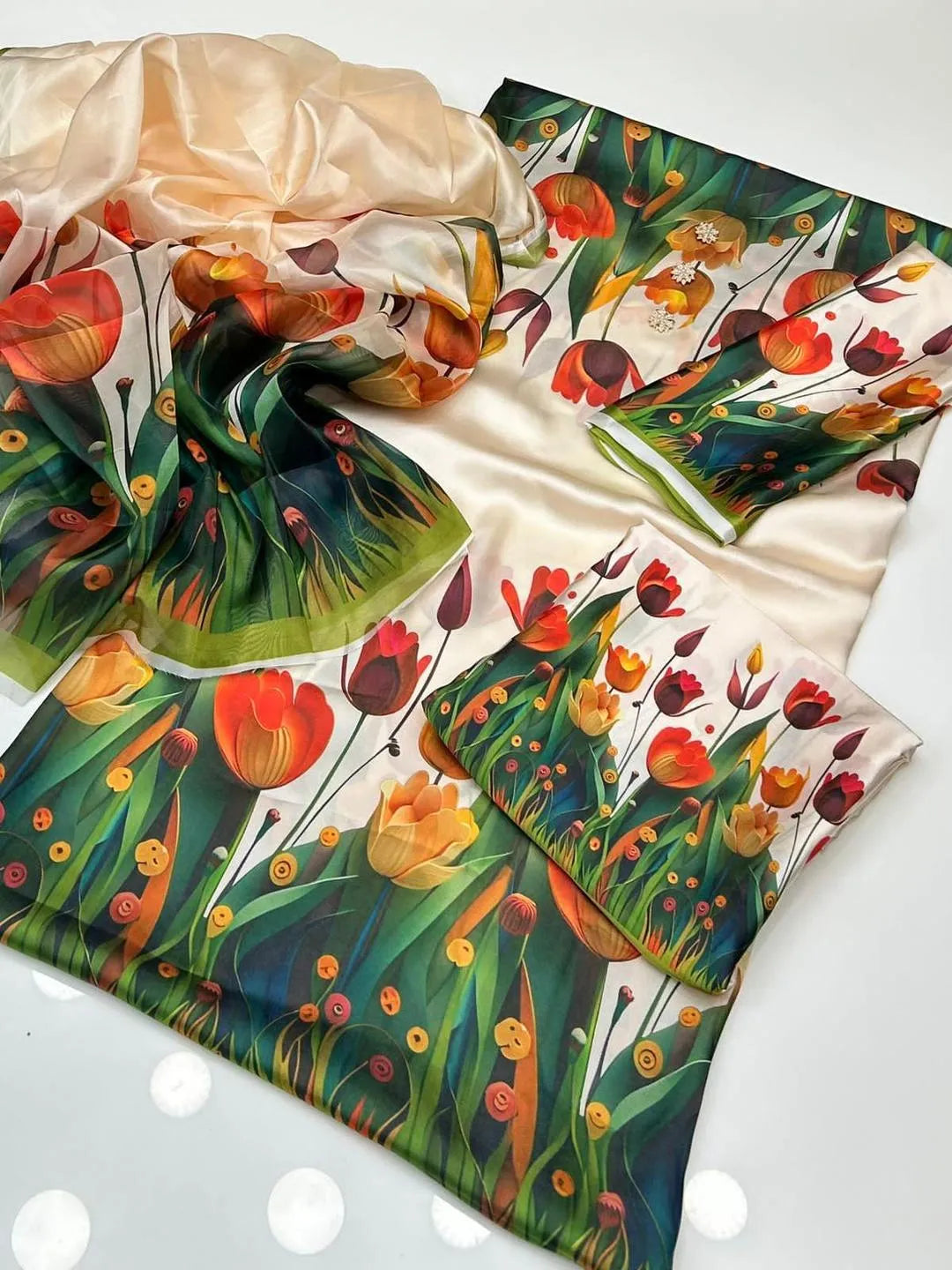 Women's 3-Piece Silk Tulip Garden Suit Set Multicolor