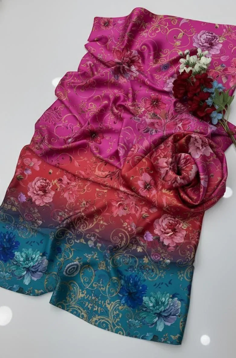 3 Pcs Silky Printed Suit for Women Summer Multicolor