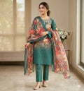 Chicken Kari Swiss Lawn 3 Piece Suit for Women | Digital Printed Lawn Dress with Aari Embroidered Chiffon Dupatta | Unstitched Summer Collection