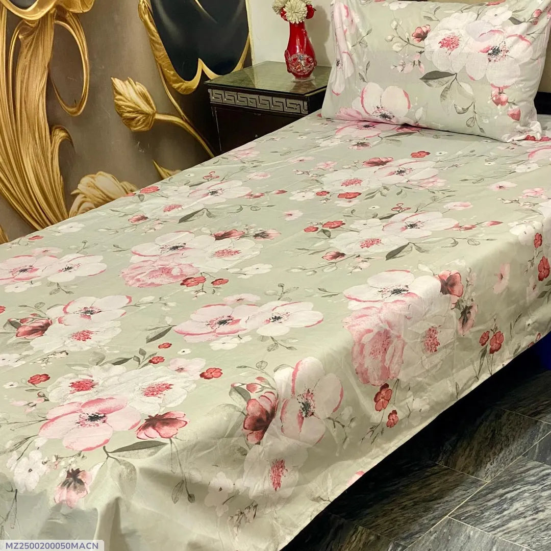 4 Pcs Cotton Printed Single Bedsheet