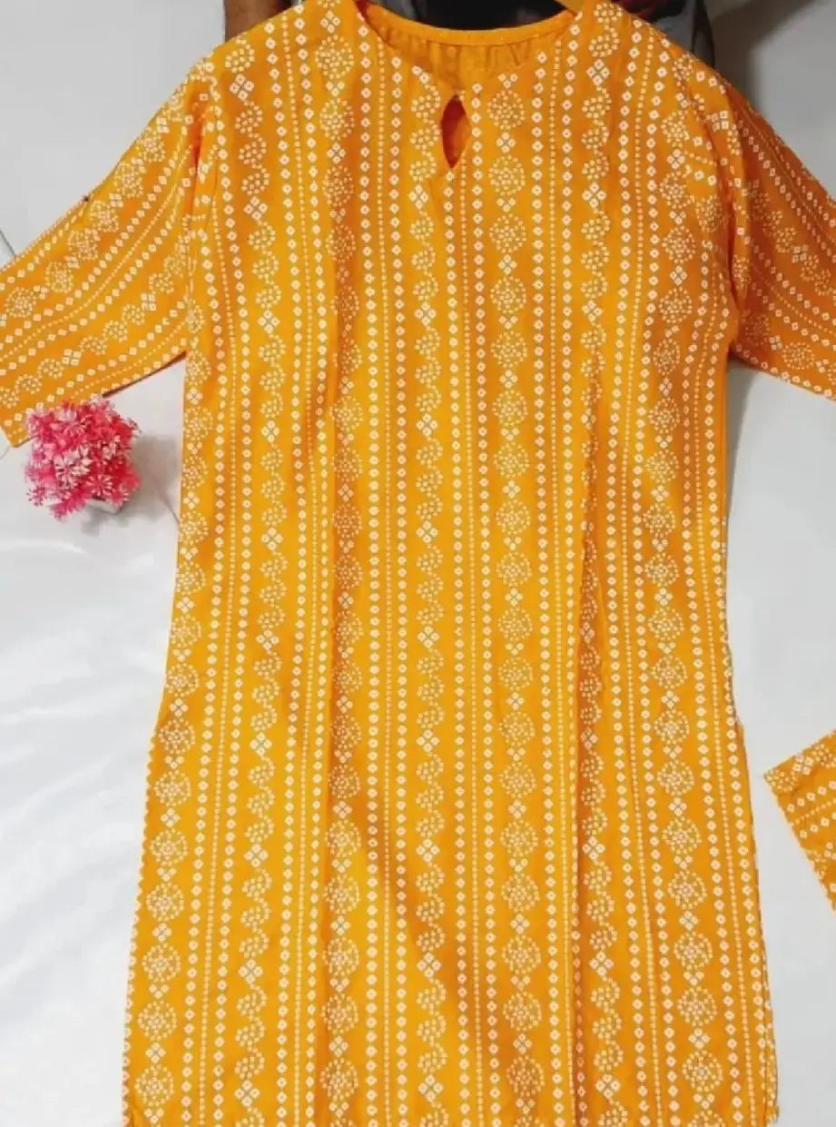 2 Pcs Women's Stitched Linen Block Printed Shirt And Trouser