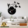 Black Fairy Butterfly Wall Clock 24x24 MDF