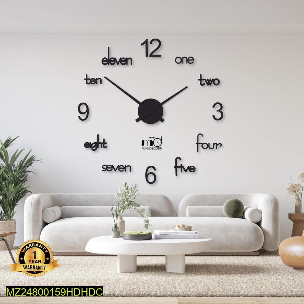 Modern Wall Clock 24x24 Black Minimalist Design