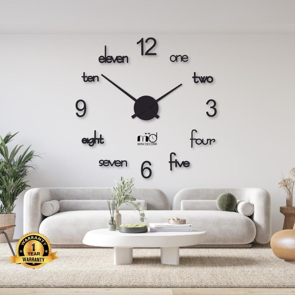 Modern Wall Clock 24x24 Black Minimalist Design