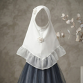 Kids Girls Hijab Korean Chiffon With Handmade Flower | Black
