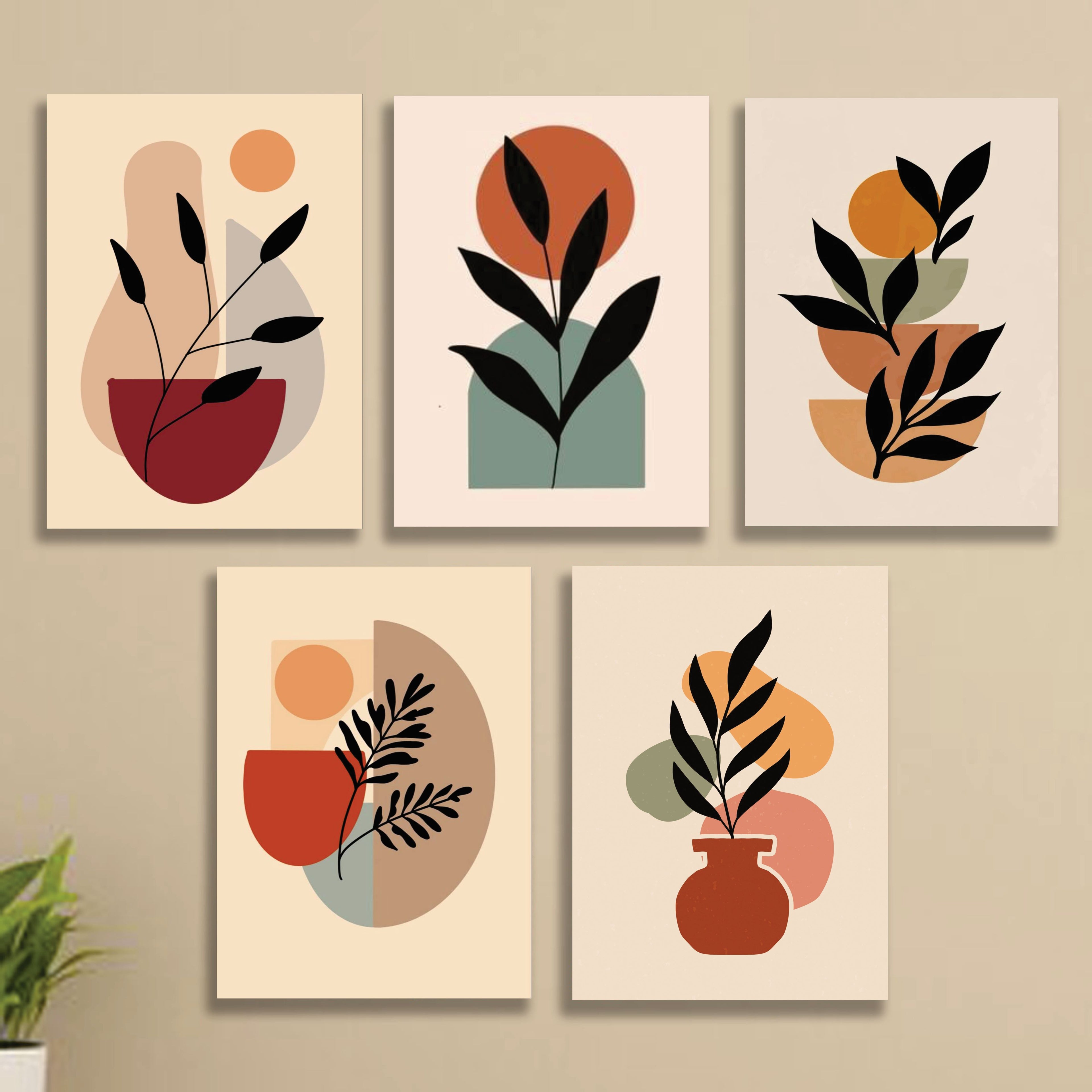 Set of 5 Premium Wall Art Photo Tiles – Modern Home Decor Sets 8x11