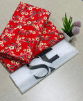 Red Floral Unstitched Fabric 92 Inches Wide