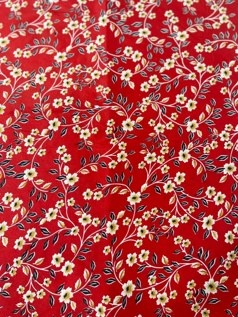 Red Floral Unstitched Fabric 92 Inches Wide