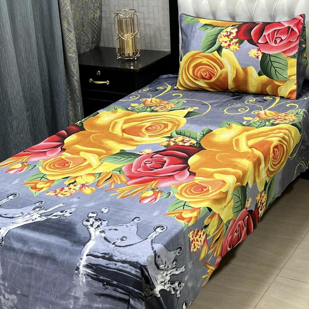 Single Bed Sheet Set Crystal Cotton Floral Rose Pattern