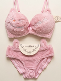 Cute Fur Style Double Padded Woolen Bikini Set – Soft Pink Plush Bra & Panty Lingerie Set - Size 38