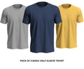 Pack of 3 Premium Half Sleeves Round Neck Plain Color T-Shirts for Men & Boys – Soft Comfortable Fabric (Size Medium)