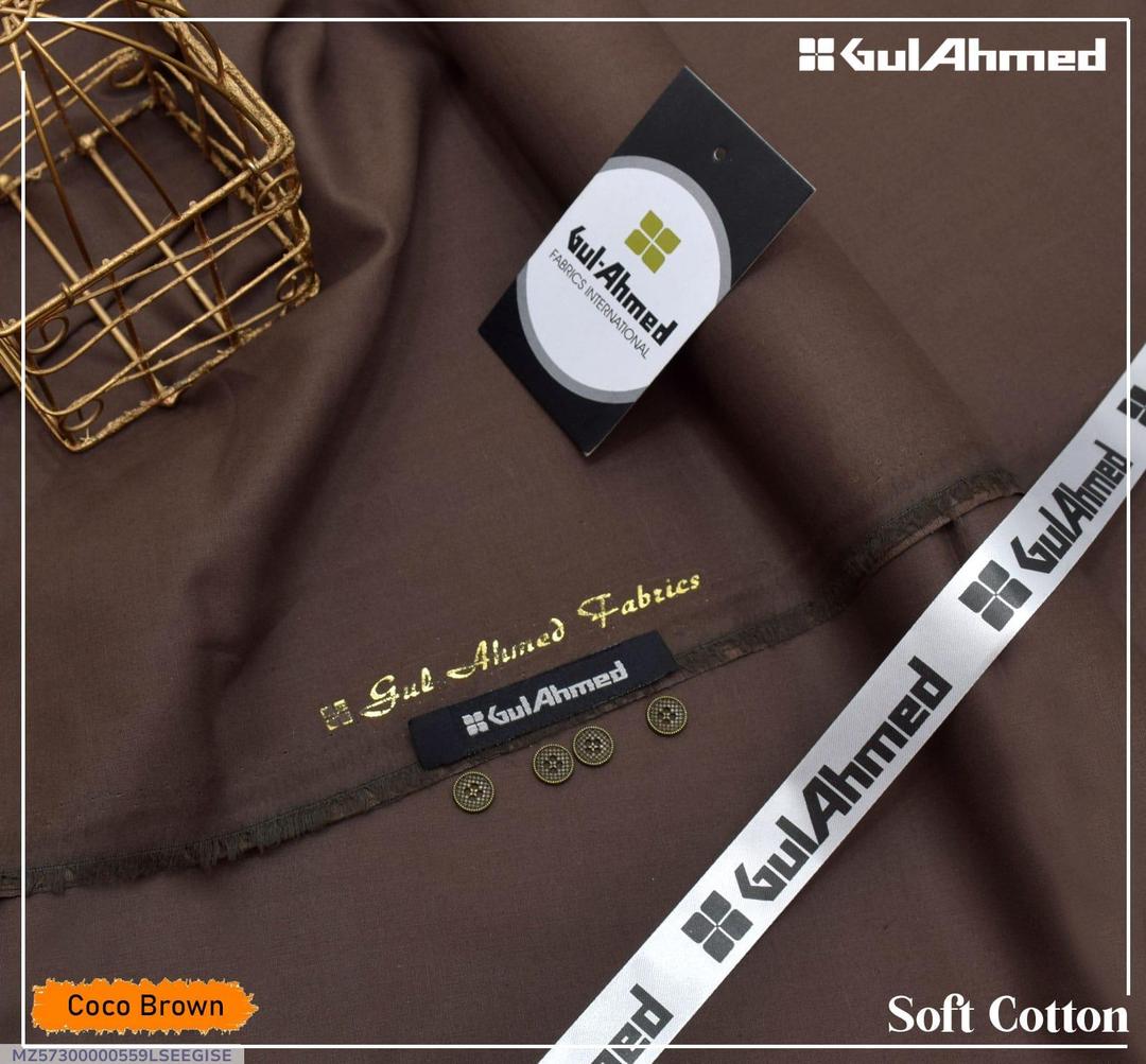 GulAhmed Men's Soft Cotton Plain Suit Coco Brown