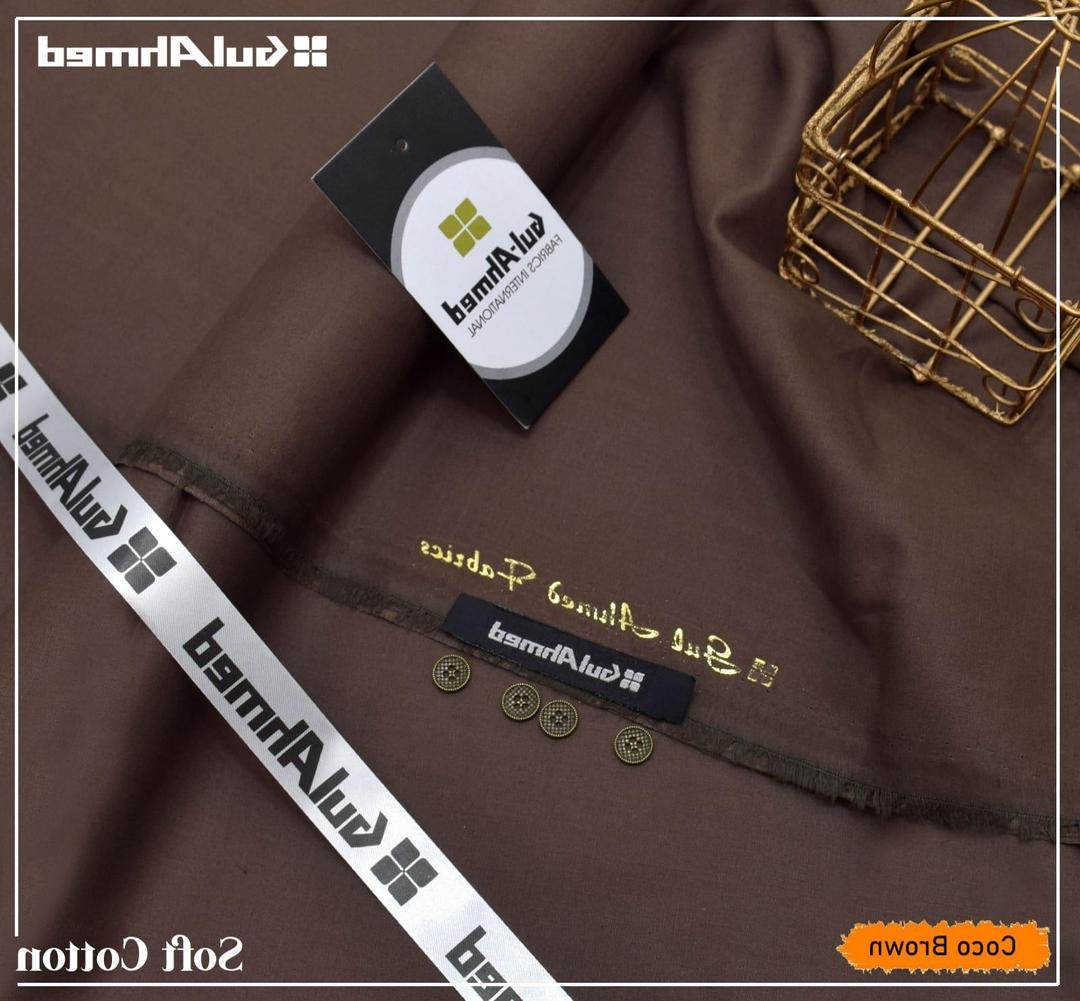 GulAhmed Men's Soft Cotton Plain Suit Coco Brown