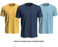 Pack of 3 Premium Half Sleeves Round Neck Plain Color T-Shirts for Men & Boys – Soft Comfortable Fabric (Size Medium)