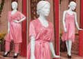 3 Pcs Luxury Silk Nightwear Set with Lace Trim – Satin Sleepwear for Women SKU R-008 (Color Red Free Size)