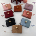 Premium Imported Ladies Check Flap Wallet with Zipper & Card Slots - Black