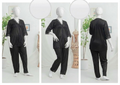 Women’s Luxury Silk Satin Pajama Set with Elegant Lace Trim SKU  R-010  (Color Black Free Size)