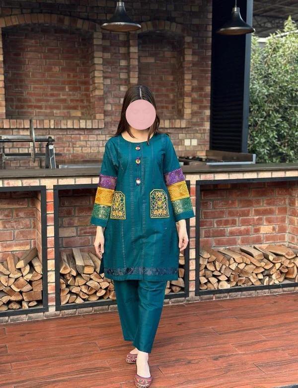 Chikankari Embroidered Shirt & Trouser Set Cotton Pakistan