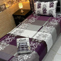 Purple Floral Cotton Bedsheet Set Single Bed 4Pcs