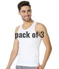 Pack of 3 White Men's Vest (Banyan) – Soft Cotton Sleeveless Undershirt for Daily Wear (Size 42)