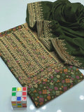 Green Sequins Women's Unstitched Suit 2 Pcs Dhanak