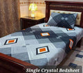Single Crystal Bedsheet with Pillow Cover Orange Gray Print