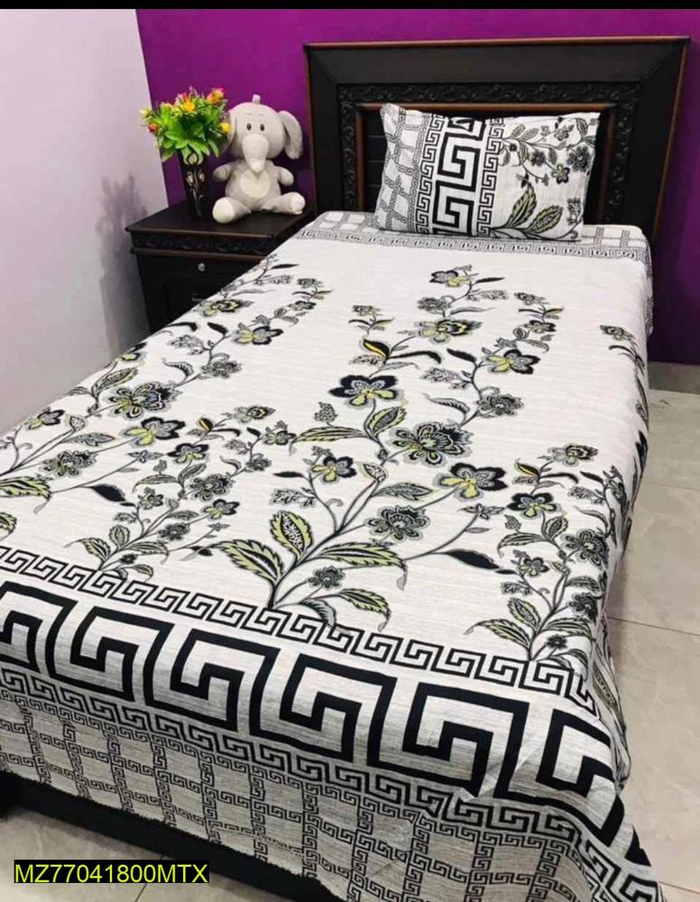 Crystal Cotton Floral Greek Key Bedsheet Set Single Size
