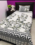 Crystal Cotton Floral Greek Key Bedsheet Set Single Size