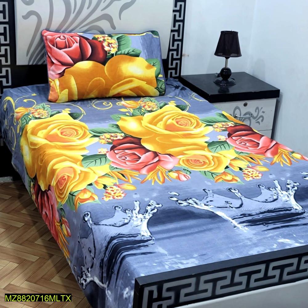 Premium Cotton Sotton Bedsheet Set Grey Single Bed