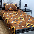 Single Bed Cotton Sotton Printed Bedsheet Set Brown
