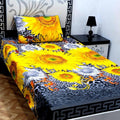 Cotton Printed Single Bedsheet Set Yellow 94x60