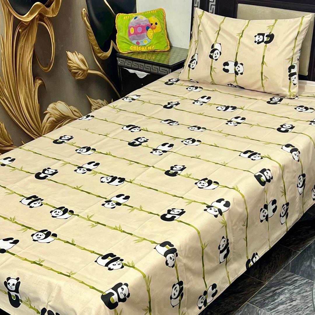 Cotton Printed Panda Bedsheet Set Single Bed 2 Pcs