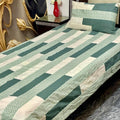 Single Bed Cotton Patchwork Bedset Green Cream 90x60