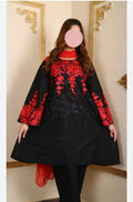 Black Red Embroidered 2-Piece Women's Suit
