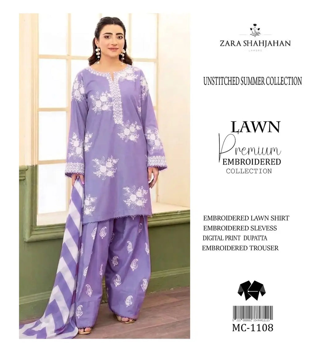 3 Pcs Women's Unstitched Embroidered Suit