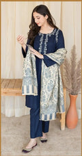 3 Pcs Women's Unstitched Embroidered Suit