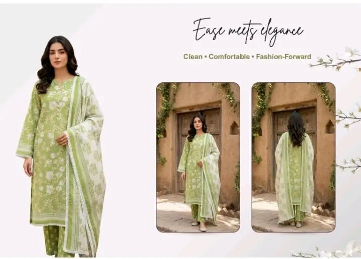 3 Pcs Women's Unstitched Digital Print Suit