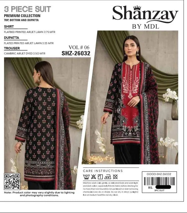 3 Pcs Women's Unstitched Digital Print Suit