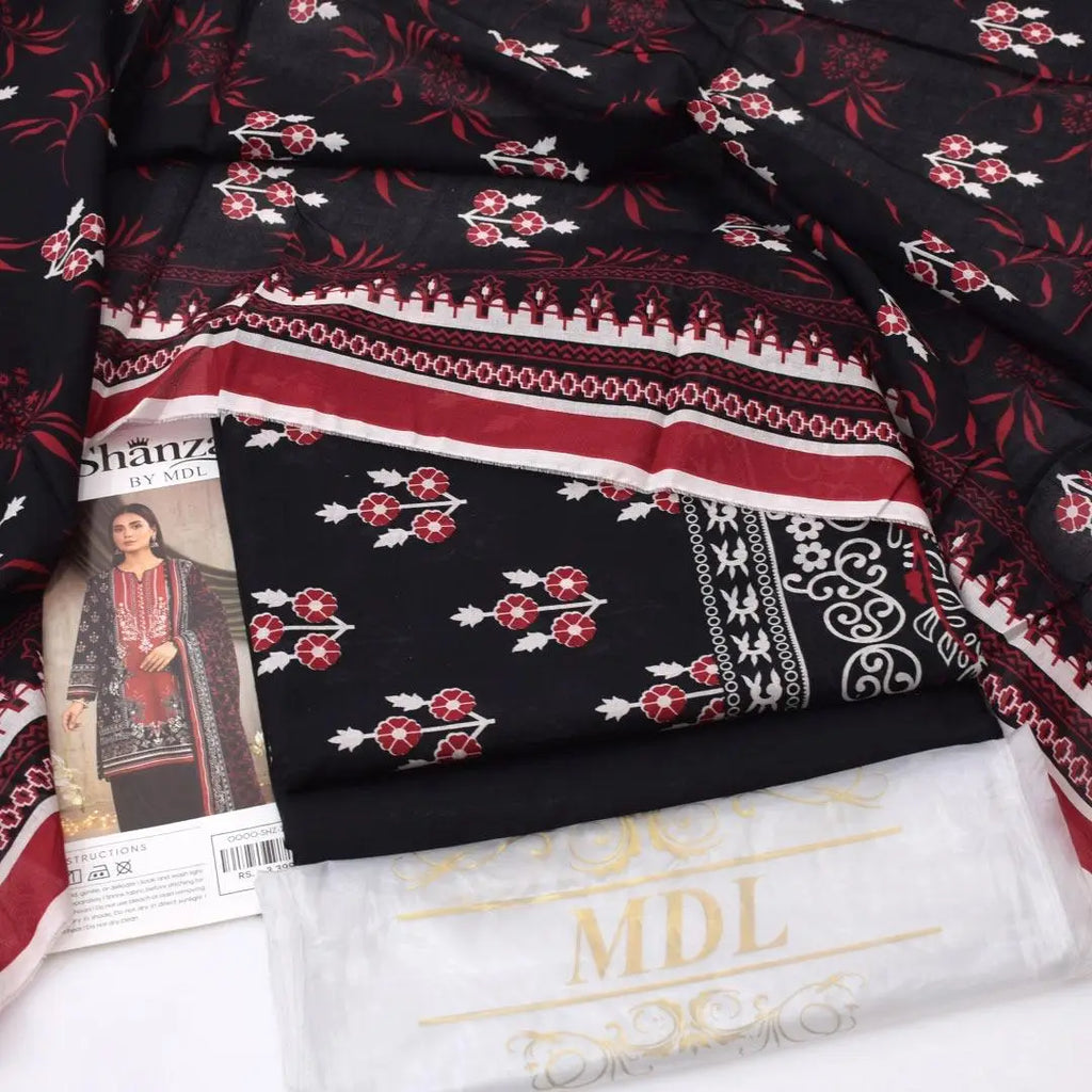 3 Pcs Women's Unstitched Digital Print Suit