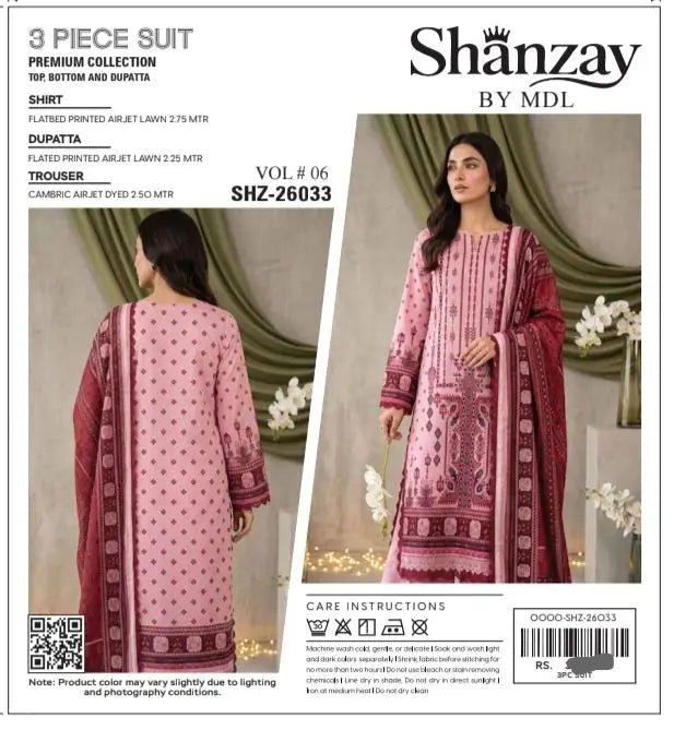 3 Pcs Women's Unstitched Digital Print Suit