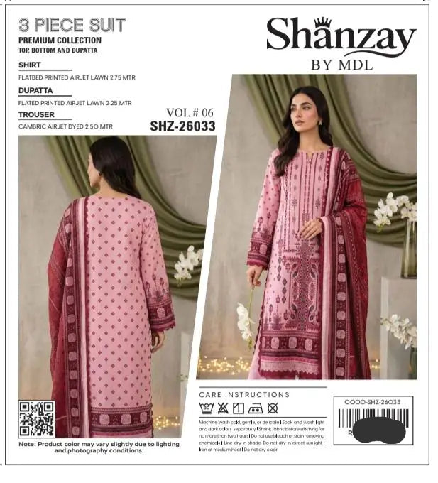 3 Pcs Women's Unstitched Digital Print Suit