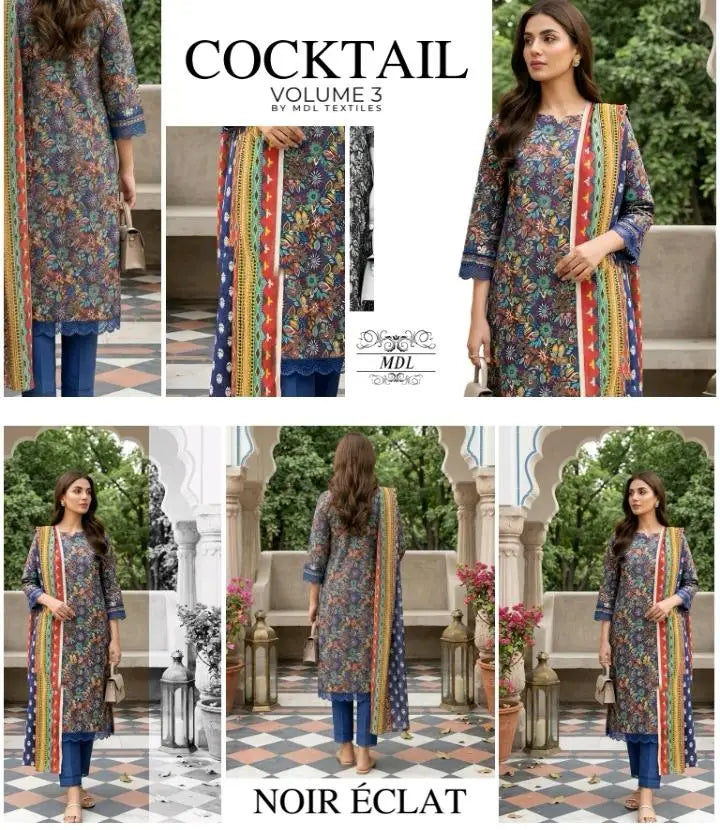 3 Pcs Women's Unstitched Digital Print Suit