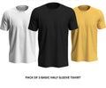 Pack of 3 Premium Half Sleeves Round Neck Plain Color T-Shirts for Men & Boys – Soft Comfortable Fabric (Size Medium)