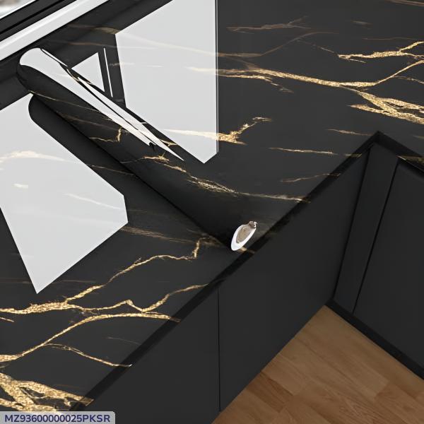 Self-Adhesive Black Golden Marble Kitchen Sheet