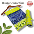 Winter Printed Suit Yellow Blue Unstitched Set