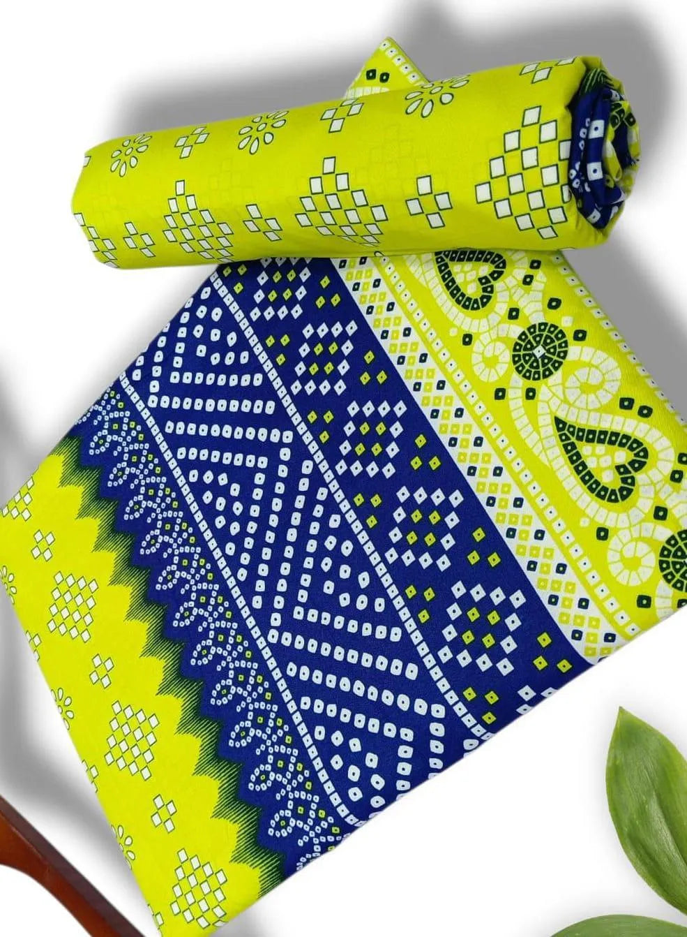 Winter Printed Suit Yellow Blue Unstitched Set