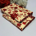 Women Printed Floral Suit Red Cream Unstitched 2M