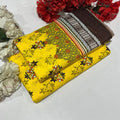 Unstitched Printed Suit Yellow Floral Geometric Pattern